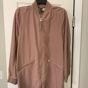 H&M long pink bomber jacket